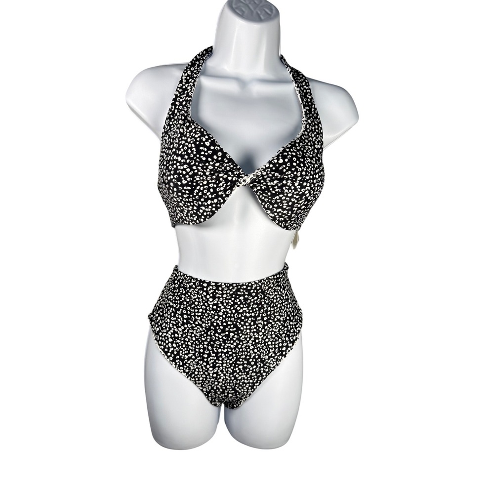 Coco Reef Reversible Leopard Bikini Set 32D 34D High Waist Swimwear